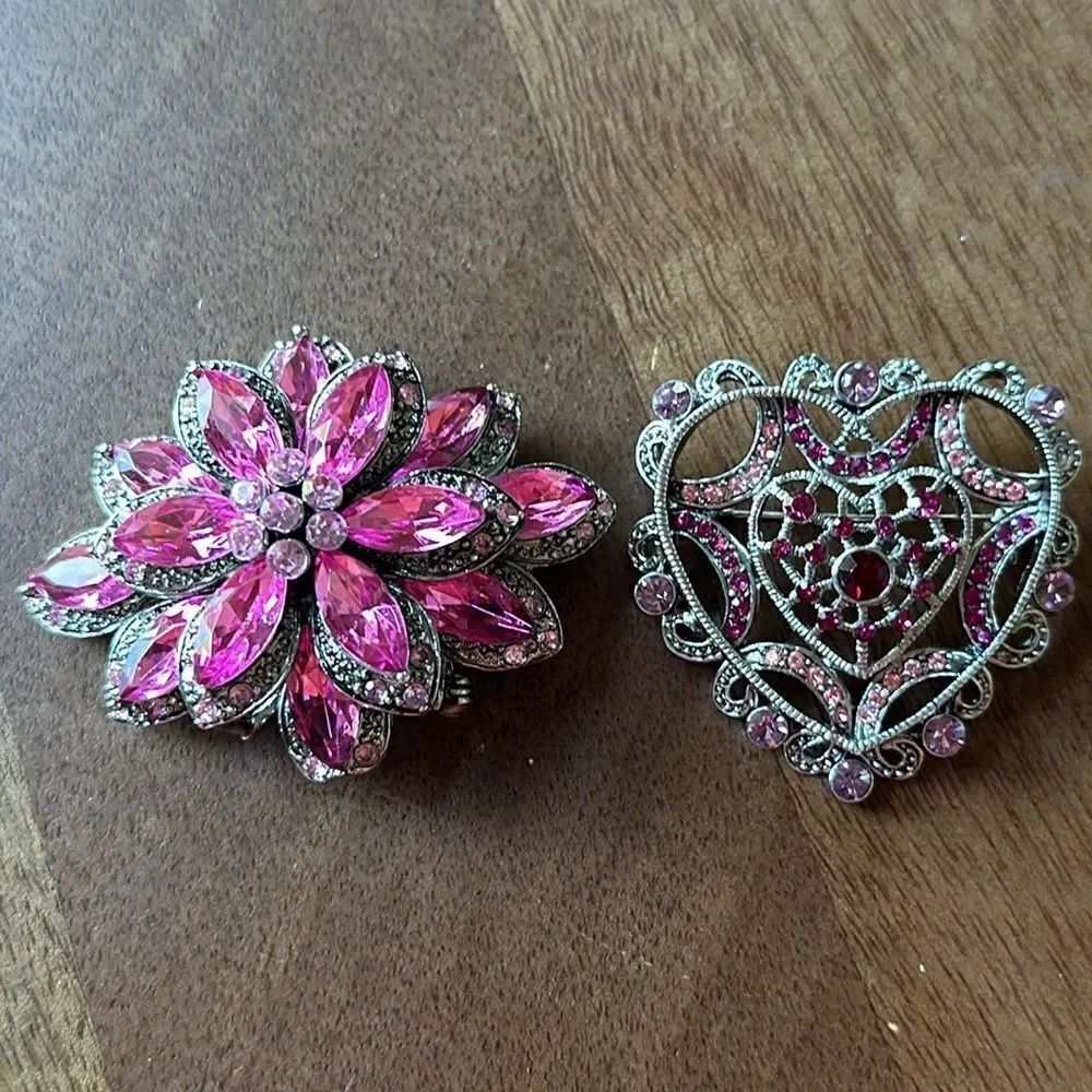 Pink Crystal Brooches!! 